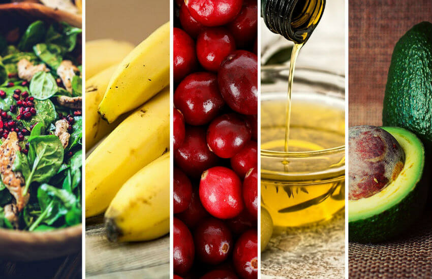 collage photo of some of the best foods for hair growth